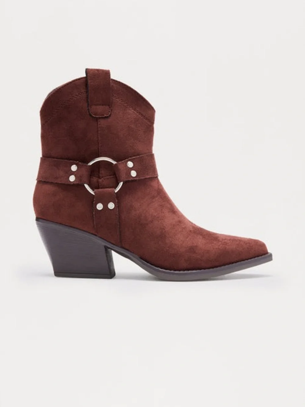 Brown Western Cowboy Ankle Boots w/ Buckle Details